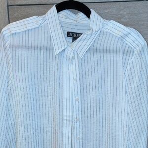 J. Crew drapey White Striped Shirt